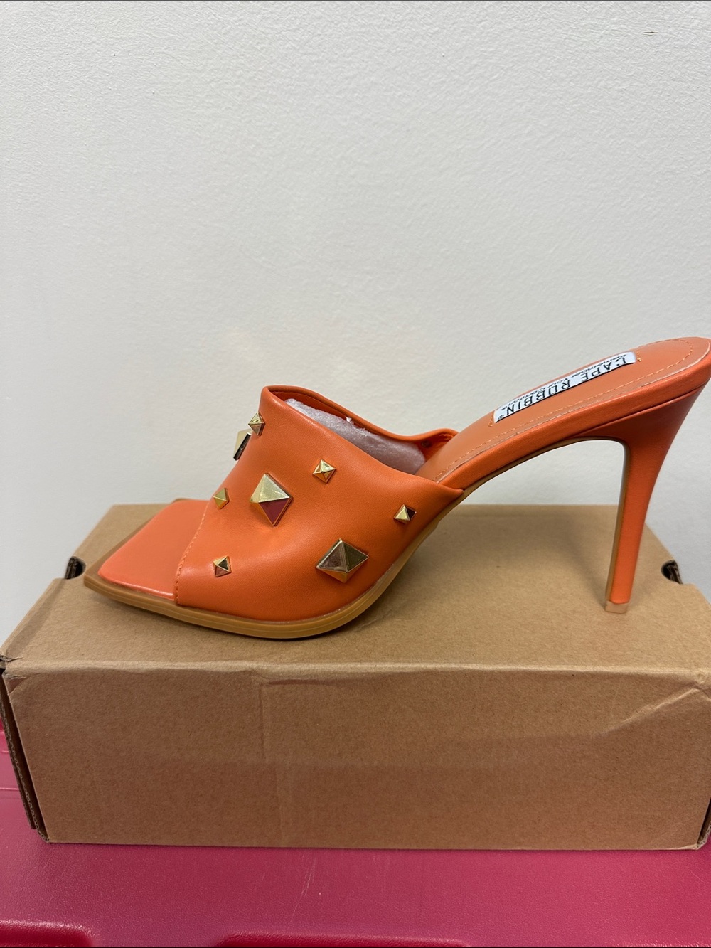 Cape Robbin Orange Pyramid Stud Heel